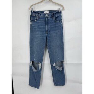Abercrombie & Fitch 90s High Rise Straight Leg Jean Women 27 Distressed